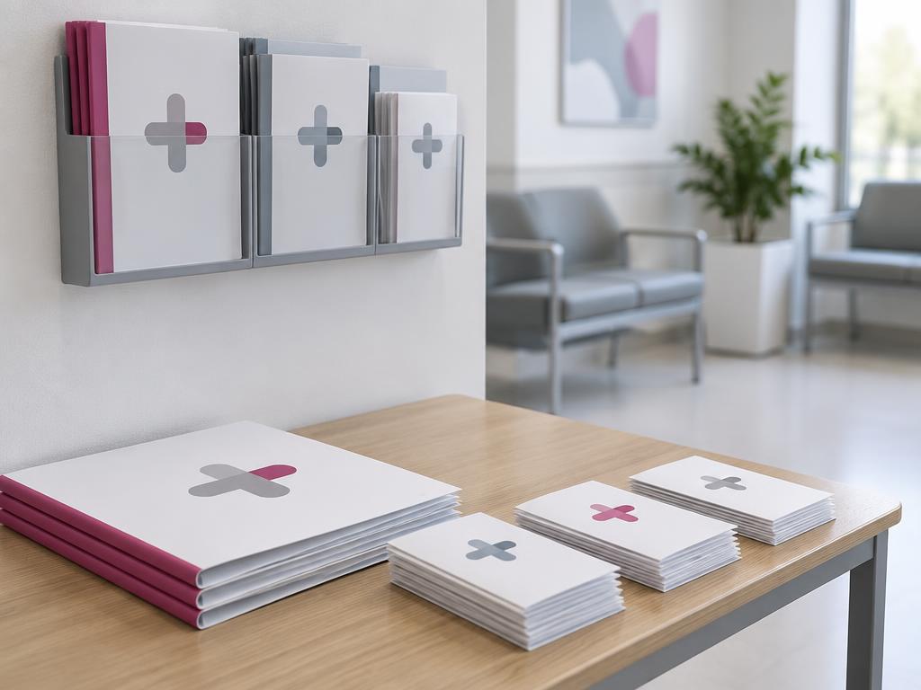 Wachtruimte met een magazinehouder met voorlichtingsfolders